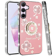 For Samsung A36/A56 Case Crystal Studded Ringstand Bling Cover + Tempered Glass