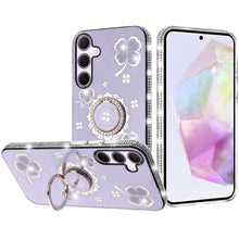 For Samsung A36/A56 Case Crystal Studded Ringstand Bling Cover + Tempered Glass