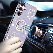 For Samsung A36/A56 Case Crystal Studded Ringstand Bling Cover + Tempered Glass