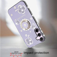 For Samsung A36/A56 Case Crystal Studded Ringstand Bling Cover + Tempered Glass