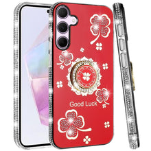 For Samsung A36/A56 Case Crystal Studded Ringstand Bling Cover + Tempered Glass