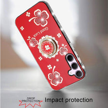 For Samsung A36/A56 Case Crystal Studded Ringstand Bling Cover + Tempered Glass