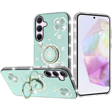 For Samsung A36/A56 Case Crystal Studded Ringstand Bling Cover + Tempered Glass