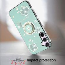 For Samsung A36/A56 Case Crystal Studded Ringstand Bling Cover + Tempered Glass