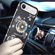 For iPhone Air Case Crystal Studded Ring Stand Bling Phone Cover +Tempered Glass