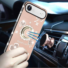 For iPhone Air Case Crystal Studded Ring Stand Bling Phone Cover +Tempered Glass