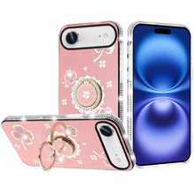 For iPhone Air Case Crystal Studded Ring Stand Bling Phone Cover +Tempered Glass