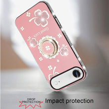 For iPhone Air Case Crystal Studded Ring Stand Bling Phone Cover +Tempered Glass