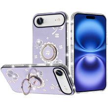 For iPhone Air Case Crystal Studded Ring Stand Bling Phone Cover +Tempered Glass