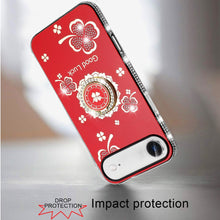For iPhone Air Case Crystal Studded Ring Stand Bling Phone Cover +Tempered Glass