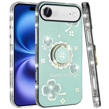 For iPhone Air Case Crystal Studded Ring Stand Bling Phone Cover +Tempered Glass