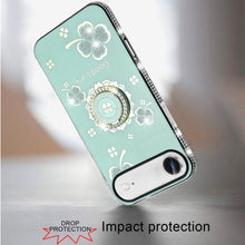 For iPhone Air Case Crystal Studded Ring Stand Bling Phone Cover +Tempered Glass