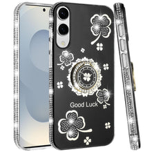 For Samsung S25 Edge Case Crystal Studded Ring Stand Bling + Tempered Glass