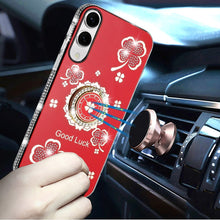 For Samsung S25 Edge Case Crystal Studded Ring Stand Bling + Tempered Glass