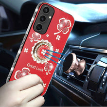 For Samsung S23 FE 5G Case Crystal Studded Ring Stand Bling + Tempered Glass