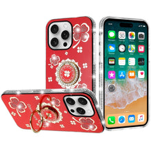 For iPhone 16 PRO MAX Case Crystal Studded Ringstand Bling Cover +Tempered Glass