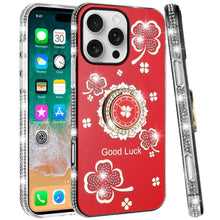 For iPhone 16 PRO MAX Case Crystal Studded Ringstand Bling Cover +Tempered Glass