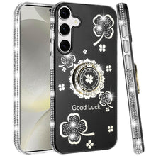 For Samsung S25+/S24+ Case Crystal Studded Ringstand Bling Cover +Tempered Glass