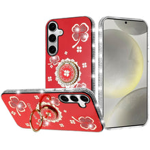 For Samsung S25+/S24+ Case Crystal Studded Ringstand Bling Cover +Tempered Glass