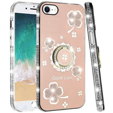 For iPhone 16e Case Crystal Studded Ringstand Bling Phone Cover + Tempered Glass