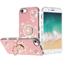 For iPhone 16e Case Crystal Studded Ringstand Bling Phone Cover + Tempered Glass