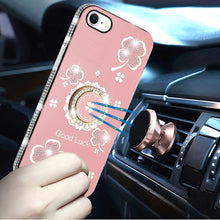 For iPhone 16e Case Crystal Studded Ringstand Bling Phone Cover + Tempered Glass