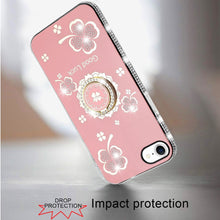 For iPhone 16e Case Crystal Studded Ringstand Bling Phone Cover + Tempered Glass