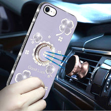 For iPhone 16e Case Crystal Studded Ringstand Bling Phone Cover + Tempered Glass