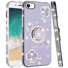 For iPhone 16e Case Crystal Studded Ringstand Bling Phone Cover + Tempered Glass