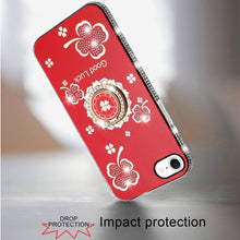 For iPhone 16e Case Crystal Studded Ringstand Bling Phone Cover + Tempered Glass