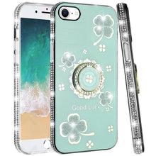 For iPhone 16e Case Crystal Studded Ringstand Bling Phone Cover + Tempered Glass