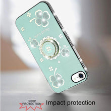 For iPhone 16e Case Crystal Studded Ringstand Bling Phone Cover + Tempered Glass