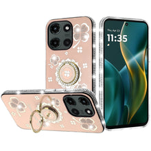 For Moto G Stylus 2025 Case Glitter Clover Design Crystal Ring + Tempered Glass