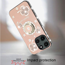 For Moto G Stylus 2025 Case Glitter Clover Design Crystal Ring + Tempered Glass