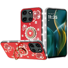 For Moto G Stylus 2025 Case Glitter Clover Design Crystal Ring + Tempered Glass