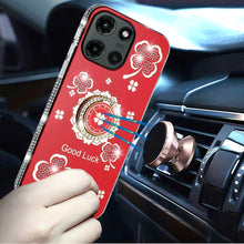 For Moto G Stylus 2025 Case Glitter Clover Design Crystal Ring + Tempered Glass