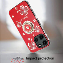 For Moto G Stylus 2025 Case Glitter Clover Design Crystal Ring + Tempered Glass
