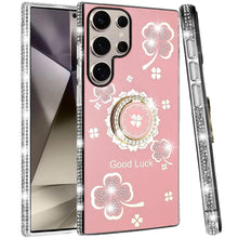 For Samsung S25 Ultra Case Crystal Studded Ringstand Bling Cover +Tempered Glass