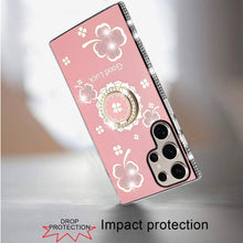 For Samsung S25 Ultra Case Crystal Studded Ringstand Bling Cover +Tempered Glass