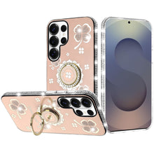 For Samsung S26 Ultra Case Crystal Studded Ring Stand Bling + Tempered Glass