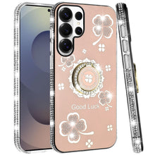 For Samsung S26 Ultra Case Crystal Studded Ring Stand Bling + Tempered Glass