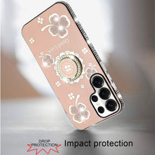 For Samsung S26 Ultra Case Crystal Studded Ring Stand Bling + Tempered Glass