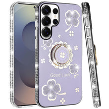 For Samsung S26 Ultra Case Crystal Studded Ring Stand Bling + Tempered Glass