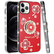 For iPhone 12 Pro Max Case Crystal Studded Ring Stand Bling + Tempered Glass