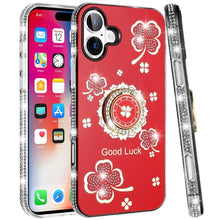 For iPhone 16 6.1inch Case Crystal Studded Ringstand Bling Cover +Tempered Glass