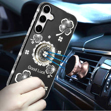 For Samsung S25 FE Case Crystal Studded Ring Stand Bling Cover + Tempered Glass