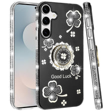 For Samsung S26 6.3" Case Crystal Studded Ring Stand Bling + Tempered Glass