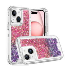 For iPhone 15 Case 2 Tone Epoxy Full Glitter Thick Shockproof + 2 Tempered Glass