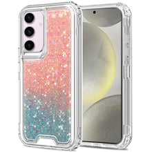 For Samsung S25+/S24+ Case Epoxy Glitter 3in1 Shockproof Cover + Tempered Glass