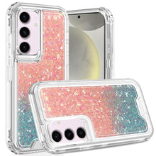 For Samsung S25/S24 Case Epoxy Glitter 3in1 Shockproof Cover + Tempered Glass